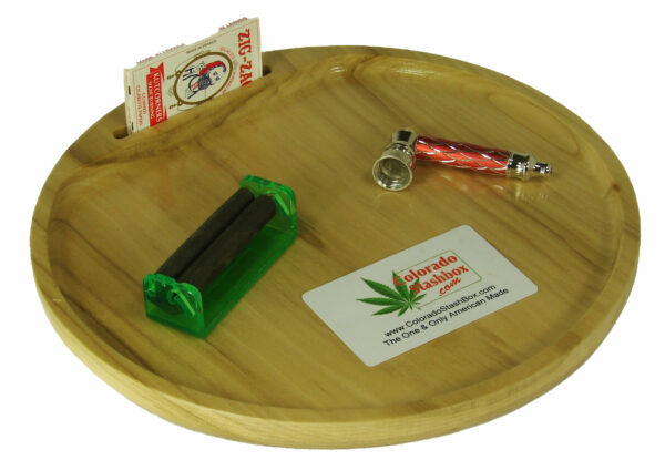 Rolling Tray, The Gold Miner, 12-in Dia Custom Rolling Tray - Made Out Of Colorado Aspen - Image 2